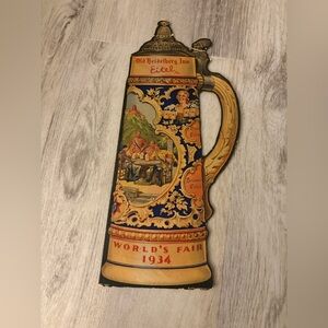 Cardboard German Stein Old Heidelberg Inn Blatz Beer 1934 Chicago World's Fair